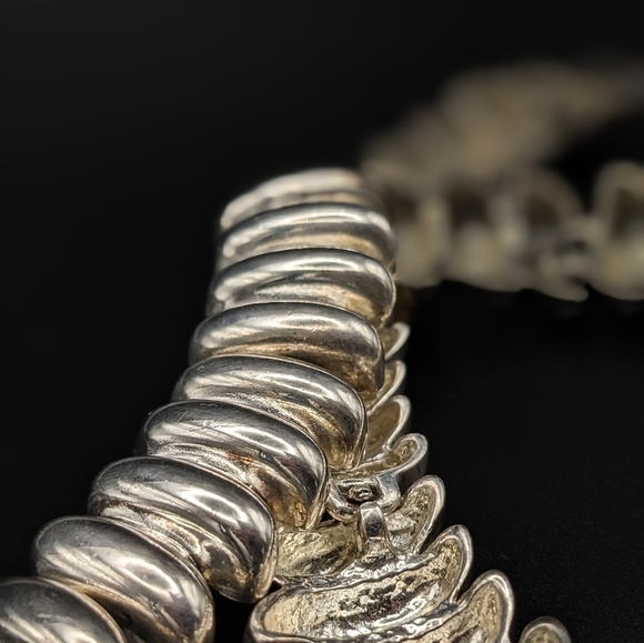 RETRO Silver Toned Collar Link Necklace - Picture 9 of 9